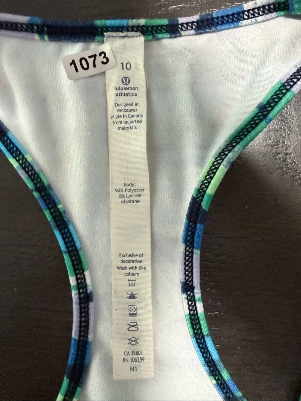 Lululemon Racerback Longline Tank Tunic Abstract Stripe Green Blue Size 10